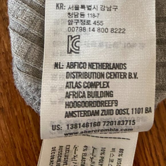 Abercrombie & Fitch light gray ribbed bodysuit, open back with lace up straps - Picture 6 of 7